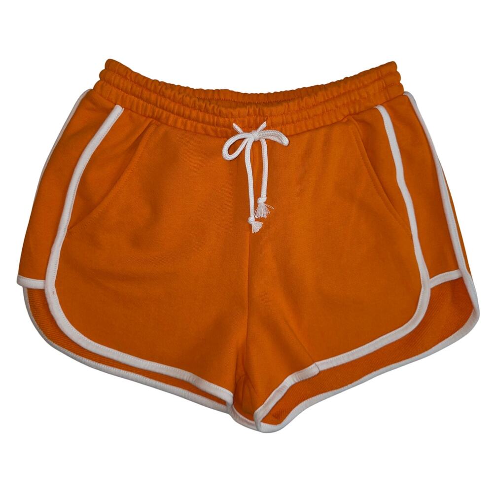 NWT S Women's Orange Terry Cloth Shorts w/Pockets & Elastic Waist